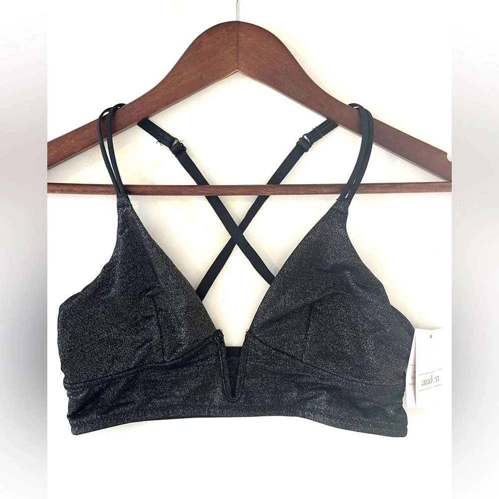 3 for 20 AUDEN Target‎ Bralette NWT Black Shimmer Crossback V Front | S
